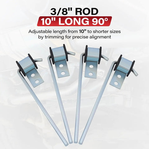 4 Pack Beefy Heavy Duty Exhaust Hanger Rods Three Eighths Inch By Ten Inch Universal Muffler Hanger Set for car systems