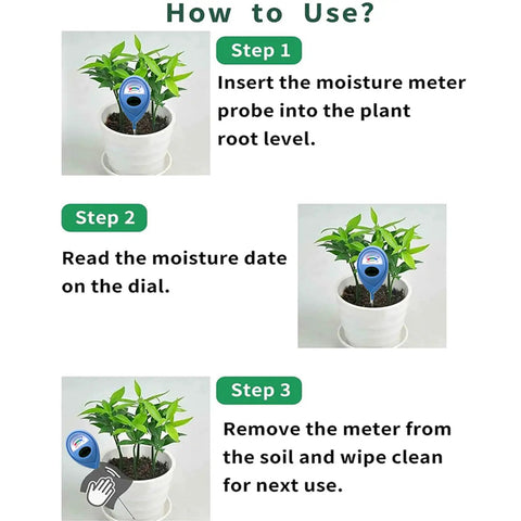 How to use instructions for Two Pack Soil Moisture Meter For Plants, Plant Water Meter And Hygrometer Kit with illustrations.