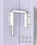 Multi Angle Sliding Door Loop Lock For Barn Doors, Windows, Closets, Fences And Sheds, 90/180 Degree Aluminum Alloy Patio Lock Latch, U Bolt Security, White, 1 Piece, Easy Install, Built To Last And Anti Snag Design on purple door with screws