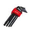 Ball End Hex Key Set With Allen Wrenches 10 Piece Metric Mm Sizes 1.5mm 2mm 2.5mm 3mm 4mm 5mm 6mm 7mm 8mm 10mm Black Oxide Coated Steel