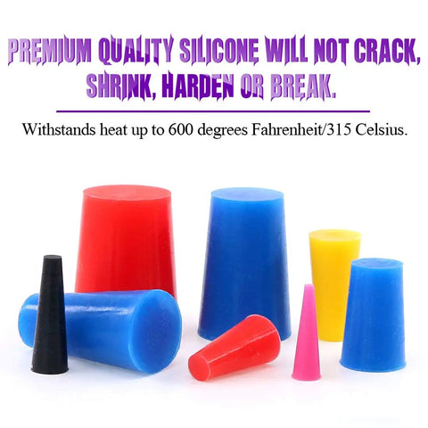 Pro Grade High Temp Silicone Rubber Protective Tapered Plug Kit, assorted sizes and colors, for masking in coating applications