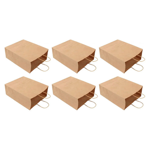 Kraft Paper Shopping Bags With Handles 50 Pack Reusable And Durable All Purpose For Grocery Runs Gifts Wrapping DIY Decor And Crafts Large Capacity 330x260x120 Mm