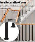 Base Decorative Cover for Heavy Duty Black Railing Balusters And Stair Spindles 25 Pack, ideal for stair transitions.