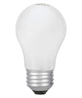 Frosted A15 Incandescent Light Bulb 40W 2850K Soft White, Medium Base, shown with screw-in base visible