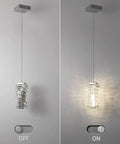Gold Modern Crystal Pendant Light Fixture For Kitchen Island And Dining Room with light on and off, adjustable cord