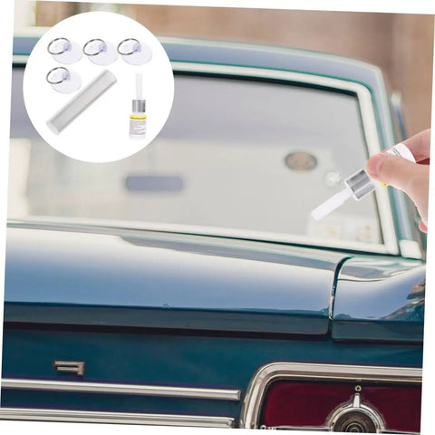 DIY Windshield Repair Kit For Long Cracks And Scratches Resin Based Glass Repair Tool in use on car windshield