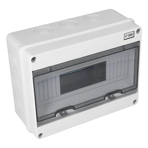 Front view of Rugged Weatherproof Junction Box With Transparent Cover For Easy Wiring Monitoring IP65 Sealed Electrical Enclosure