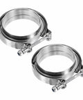 Two Piece V Band Clamp With Flange 3.75 Inch Stainless Steel Exhaust Clamp Kit For Auto Vehicles M8x95 Bolts 304 Stainless Silver Built Tough For Daily Drivers Easy Install Rust Resistant Smooth Burr Free Finish