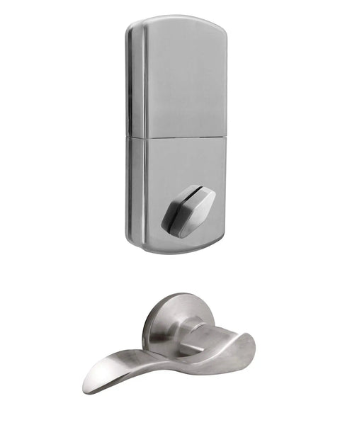DFL 02SN Electronic Touchpad Keyless Deadbolt And Passage Lever Set In Satin Nickel Finish front view
