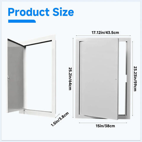 Solid As A Rock Metal Access Panel With Screwdriver Latch For 16 By 24 Inch Drywall And Ceiling Installations Flush Mount Design dimensions 17.12in x 25.2in x 1.5in.