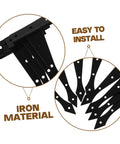 DOITOOL eight-pack black iron cabinet hinges; front and side views with mounting holes.