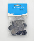 Non Slip Rubber Feet For Cutting Boards With Stainless Screws 12 Pack in retail packaging, thermoplastic rubber, DIY friendly bumpers.