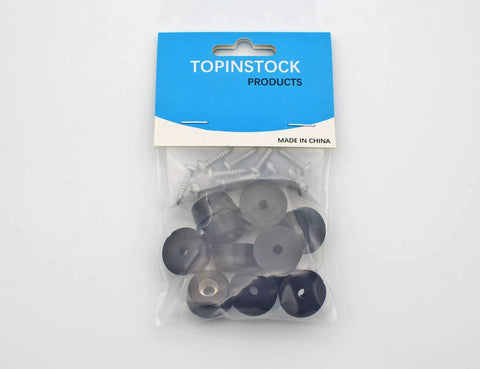 Non Slip Rubber Feet For Cutting Boards With Stainless Screws 12 Pack in retail packaging, thermoplastic rubber, DIY friendly bumpers.
