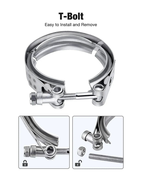 3.0 Inch V Band Clamp With Flanges 304 Stainless Steel Set Of 4 Easy Install And Remove Stable Seal Between Male And Female Flanges Fits 3.0 Inch ID To 3.0 Inch OD Pipe M8 By 1.25 T Bolt