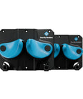 Ultimate Ski and Snowboard Wall Rack With Gravity Locking Design for garage storage shown in black with blue gravity-locking arms