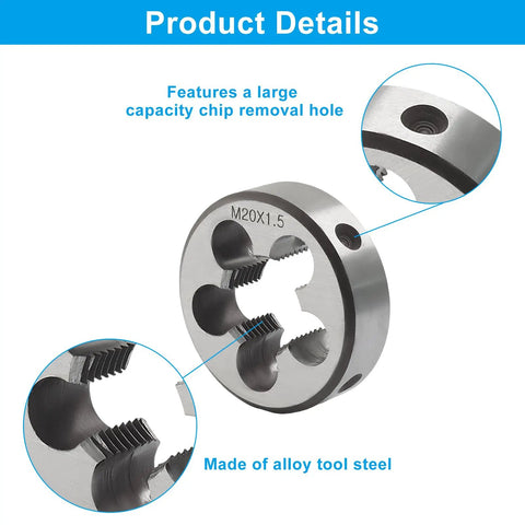 Premium M20 X 1.5 Tap And Die Set For Cutting Clean Threads On Steel Aluminum Or Copper With Heavy Duty Alloy Steel And HSS Precision Tools For DIY Pros. M20x1.5 die in alloy tool steel