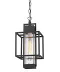 Outdoor Pendant Light 16 Inch One Light Black Hanging Porch Chandelier With Bubble Glass For Patio Gazebo Entryway Modern Farmhouse Style