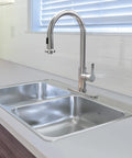 Drop-In Double Bowl Stainless Steel Kitchen Sink, 33-Inch Left-To-Right by 22-Inch Front-To-Back by 7-Inch Depth, 1-Hole