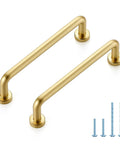 Brushed Brass Cabinet Handles 15 Pack With Three And Three Quarters Inch Hole Center And Four And Three Eighths Inch Overall Length, screws included