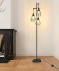 Dope Industrial Tree Floor Lamp with Three Teardrop Cage Heads in living room setting, features 4W LED Edison bulbs and sturdy base.