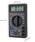 Portable Digital Multimeter with LCD Display for DIYers and Pros, measures AC DC voltage, current, resistance, shown at 4.9 x 2.7 x 0.9 in
