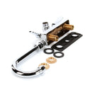 Stainless Steel Splash Mount Faucet K-59-X Three And A Half Inch for Commercial Kitchens, viewed with mounting hardware