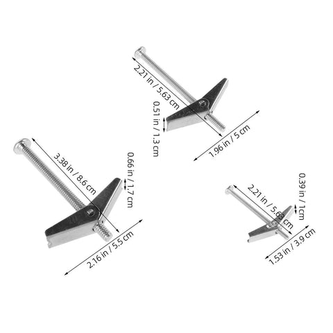 Heavy Duty Toggle Bolt And Wing Nut Kit 24 Pieces One Quarter Inch Three Sixteenths Inch And One Eighth Inch Sizes Galvanized Iron