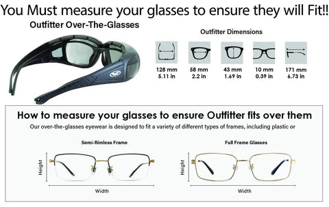 Padded Motorcycle Safety Glasses That Fit Over Prescription Glasses, Anti Fog Coating, Smoke Lens dimensions guide