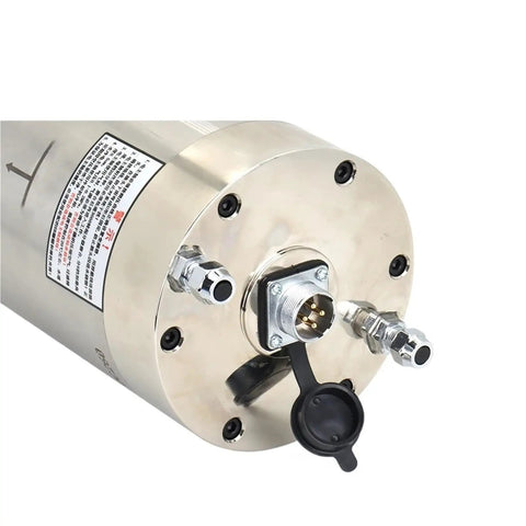 Rock Solid Cnc Water Cooled Spindle Motor 6.5Kw Er32 Collet 220V 380V Power Compatible connector close-up view.