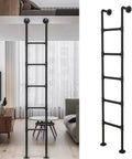 Heavy Duty Iron Bow Bed Ladder With Wide Round Tube Treads Black Wrought Iron Built Tough For Loft And Basement Access