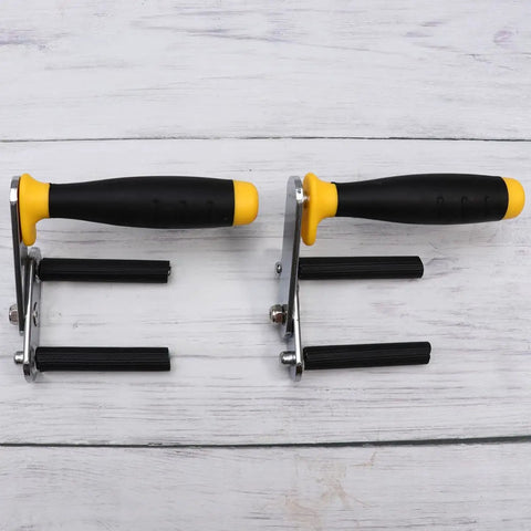 Heavy Duty Gypsum Board Lifter Tool For Quick Ceramic Tile Transport With Adjustable Angle Alloy Design For Labor Saving Hauling Drywall Sheets Safe And Durable Hand Truck Solution, close-up of the tool's grip and base.