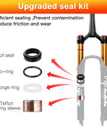 Ultralight Air Suspension Front Fork For MTB With 120mm Travel, gold fork with upgraded seal kit components and parts displayed