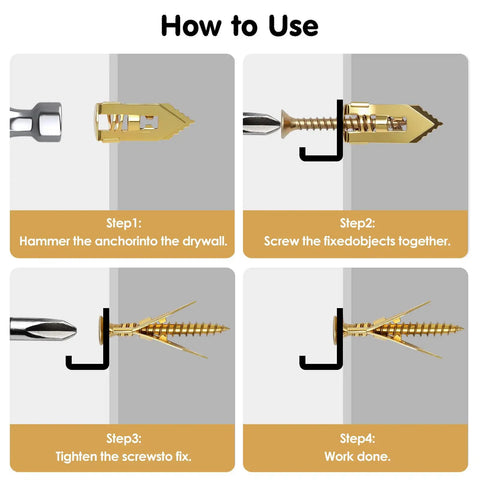 How to use Heavy Duty Drywall Anchors And Screws Kit No Drill Needed DIY Friendly 180 Piece Self Drilling Set installation steps.