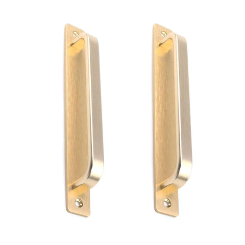 Heavy Duty Antique Rustic Barn Door Handles Pull And Flush Hardware Gold 2 Pack For Gate Garage Shed with 7.56 Inch Hole Center