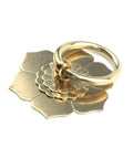 Vintage Style Gold Lotus Flower Ring Drawer Pulls 2 Pack For Cabinets And Dressers Copper Anti Rust Hardware close-up view