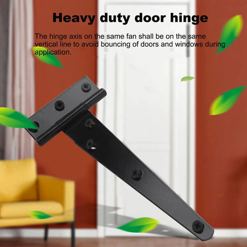 Heavy Duty 6 Inch T Strap Door Hinges Set of 4 for Sheds and Gates Tuff Tee Hinge Hardware with a durable black finish
