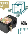 Heavy Duty Air Compressor Pressure Switch 90 To 125 PSI Single Port 26A Replacement Control shown with dimensions