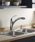 Modern kitchen with dual sink and contemporary kitchen sink soap dispenser 16 oz for liquid soap polished chrome easy top fill refillable