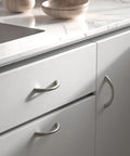 Curved Cabinet Handles 20 Pack Solid Zinc Alloy Drawer Pulls In Brushed Nickel 5 Inch Center To Center on kitchen cabinets