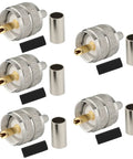 UHF Male PL259 Crimp Connector For LMR195 And RG58 Coax Cable Low Loss Performance Gold Plated Pin Brass Nickel Plated