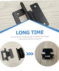 SEWACC 6-pack black iron cabinet door hinges with self-closing inset design, front view