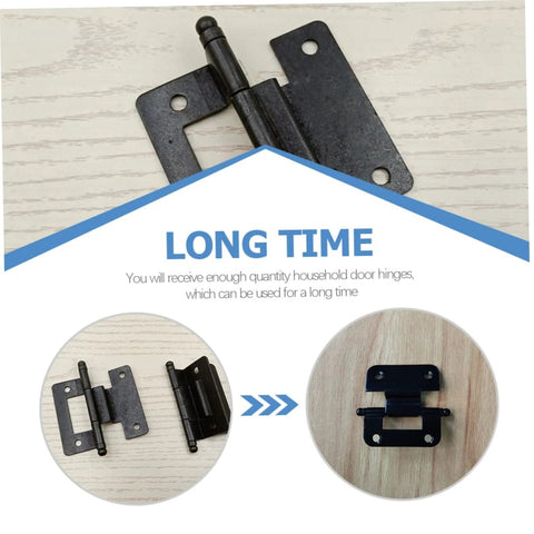 SEWACC 6-pack black iron cabinet door hinges with self-closing inset design, front view