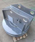Heavy Duty Hydraulic Scrap Magnet Lifter For Excavators, round steel design with hydraulic components for efficient scrap handling.