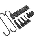 Top Tier Torvex 15 Piece Caliper Socket Set For German Cars Impact Brake Removal Tool Kit Essential Gear For Pro Mechanics And DIY Car Fixers, black sockets and hooks
