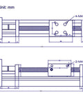 Technical blueprint of 150mm Travel Linear Rail Guide Kit with SFU1605 Ballscrew for DIY CNC Router Rig X Y Z Linear Stage Actuator