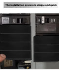 QO Circuit Breaker Filler Plates 10 Pack For Electrical Panels No Mess Install Dust Proof Shield Against Live Components Keeps Panels Safe And Neat Ideal For Replacement Regulatory Compliance And Debris Prevention In Home Or Workshop Electric Panels. Black thermoset plastic filler plates installed in a QO electrical panel