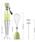 3-In-1 Immersion Hand Blender With Milk Frother And Egg Whisk, 8-Speed Stick Blender, detachable attachments, BPA Free, Green, front view