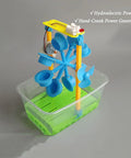 Mini Hydro Power Generator Kit With Water Wheel And Hand Crank For Energy Conversion Demonstration in ABS plastic container.