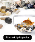 Fish tank with a goldfish, using Polished River Rock Gravel Set 0.5-1.2 Inch Natural Mixed Color Pebbles for decor.