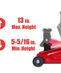 1.5 Ton Hydraulic Trolley Floor Jack With Blow Mold Carrying Case, Heavy Duty Steel Car Jack For DIY Garage Use, Red